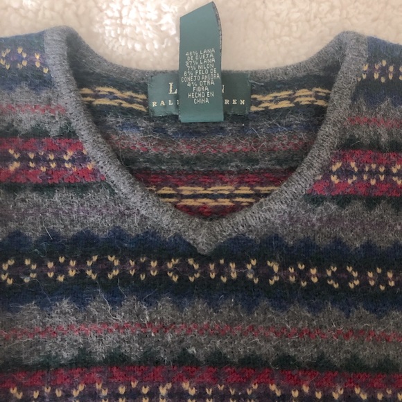 Ralph Lauren Vintage Wool V neck Sweater Sz S - Picture 3 of 8